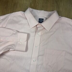 Brooks Brothers Men's Dress Shirt 20 36/37 Orange Check Gingham Big And Tall